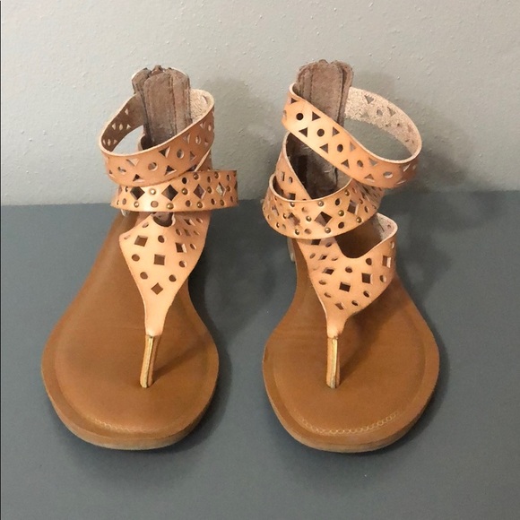 yellow box rose gold flip flops